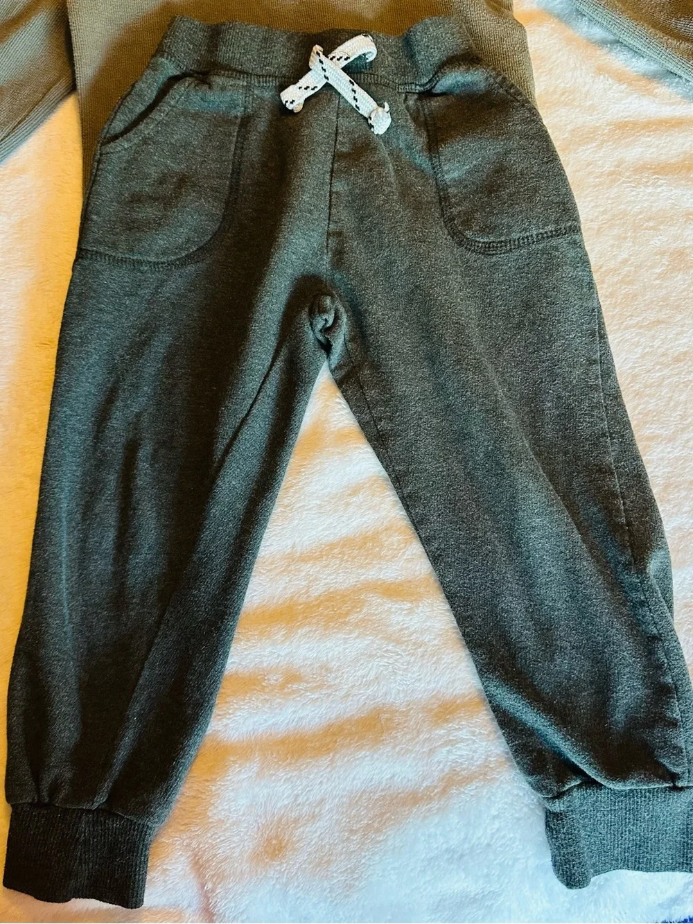 Free Planet Olive Green Stripe Knit Pajama Set with Charcoal Leggings